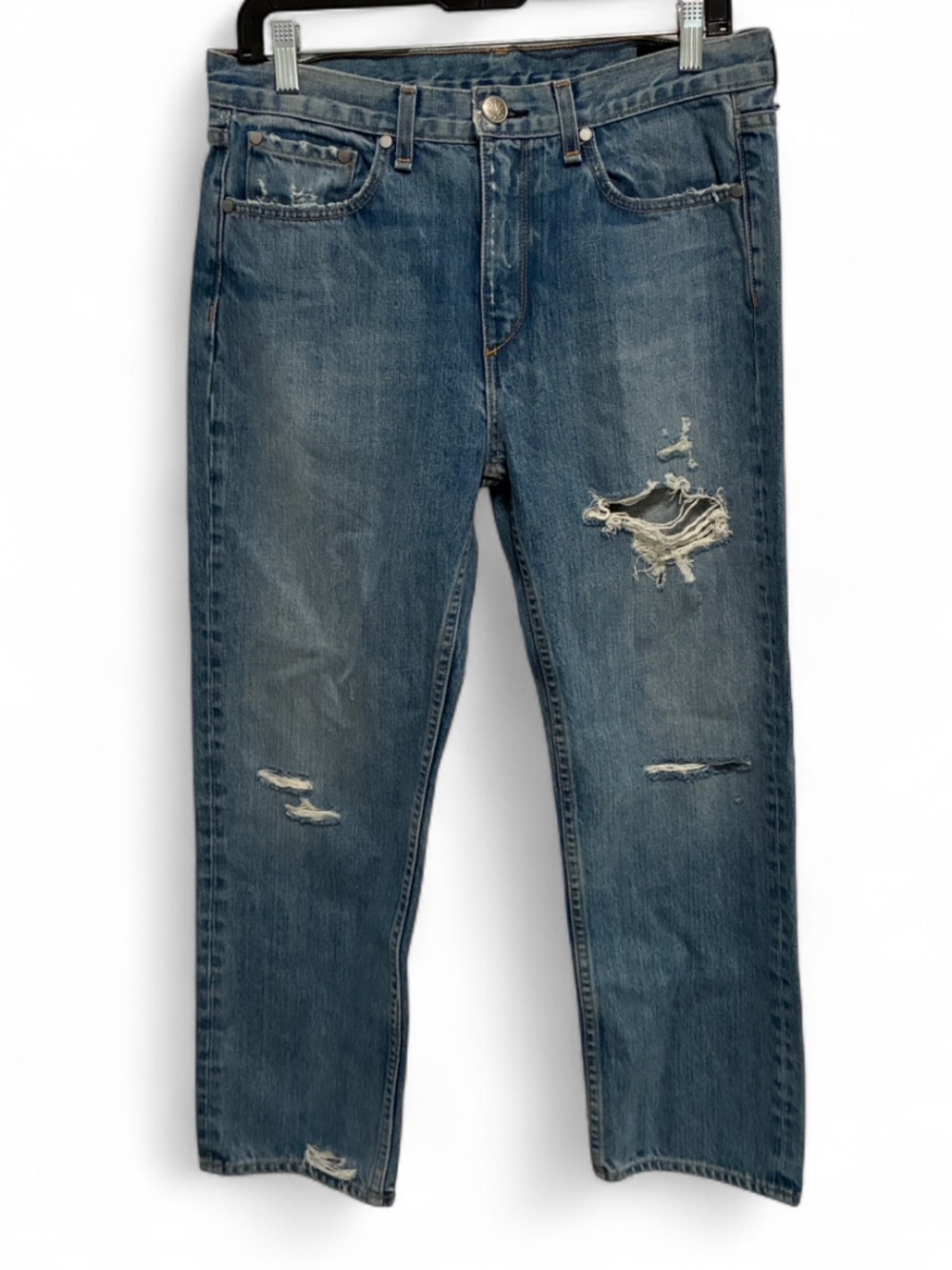 Rag and Bone Distressed Relaxed Blue Denim Jeans